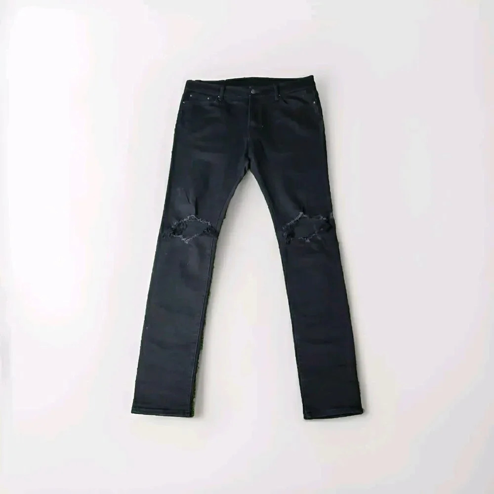 Mnml Womens Jeans 36 X 32 Black Distressed Stretch